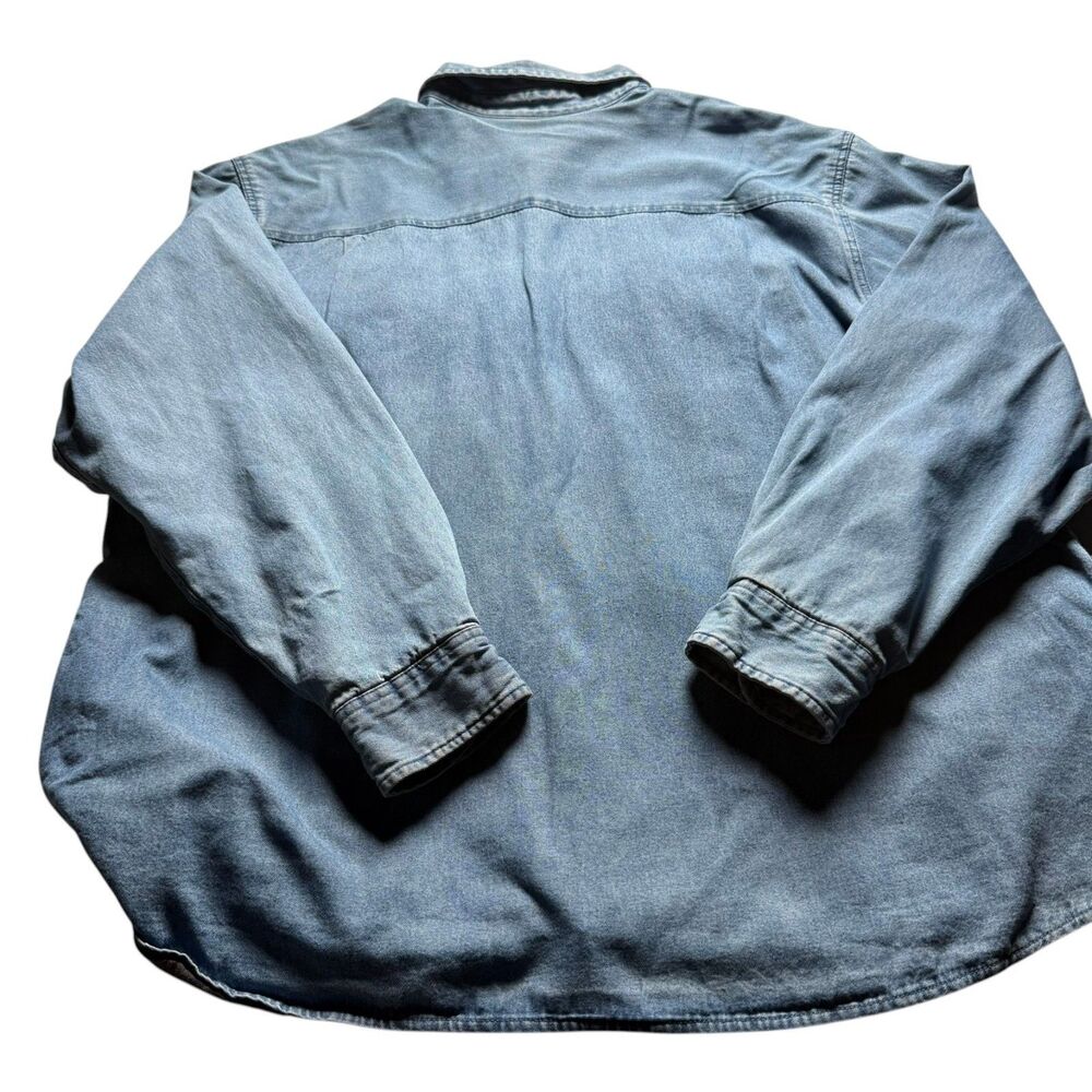 Vintage 90s Basic Editions Men’s XL Denim Barn Jacket Plaid Lined Snap Front - Picture 3 of 8